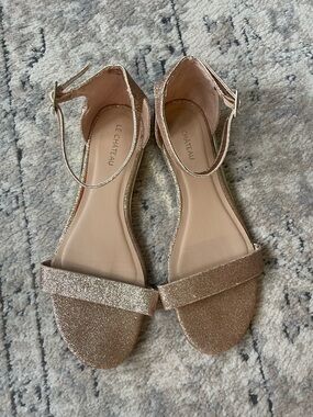 Le Chateau rose gold glitter ankle-strap sandals